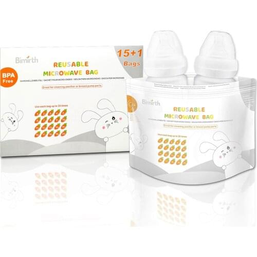 16Pcs Microwave Sterilizer Bags Zipper Closure Reusable Steam Bags For Baby Bottles Breast Pumps Teethers