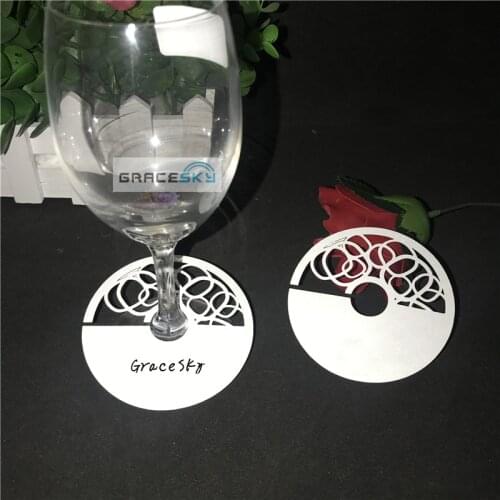 50pcs 2021 New Laser Cut Cup Cards Wedding Party Wine Cup Claim Glass Name Cards Decoration Bookmark Christmas Favors
