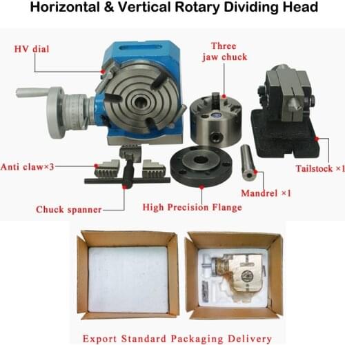 6 inch fast indexing head rotary axis 3 Jaw 125mm chuck milling drilling machine universal vertical horizontal dividing