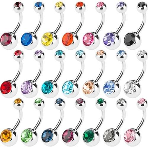 Alisouy Piercing Navel Surgical Steel Single Rhinestone Belly Button Rings Navel piercing Piercings Ombligo Body Percing