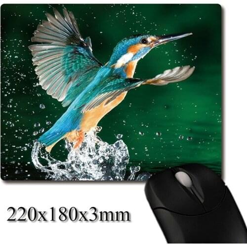 Kingfisher taking off from water printed Heavy weaving anti-slip rubber pad office mouse pad Coaster Party favor 220x180x3mm