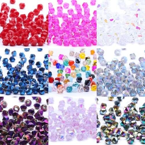 Bright Purple AB 4mm 100pc Austria Crystal Bicone Beads 5301 Loose Crystal Beads Necklace Bracelet Jewelry Handmade S-61