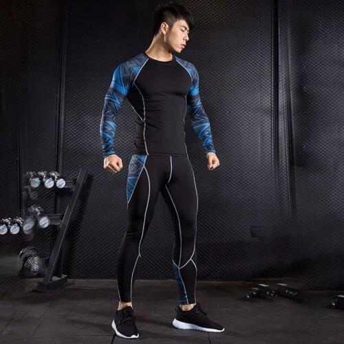 Brand men tracksuit rashgard kit long sleeve t shirt Leggins men 2 piece MMA clothing Compression Shirts crossfit trousers