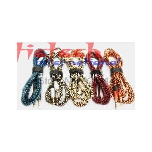 By dhl or ems 200pcs Audio Jack 3.5mm 4 Pole Connector Premium Version 3.5mm AUX Cable With Nylon For Ipod Headphone MP3