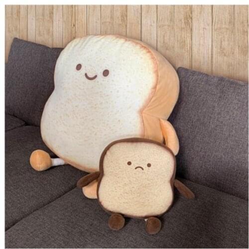 Simulation Toast Plush Toys Cute Emotion Bread Pillow Stuffed Food Toys Sleeping Appease Doll Sliced Toy Pillow Shoulder Bag