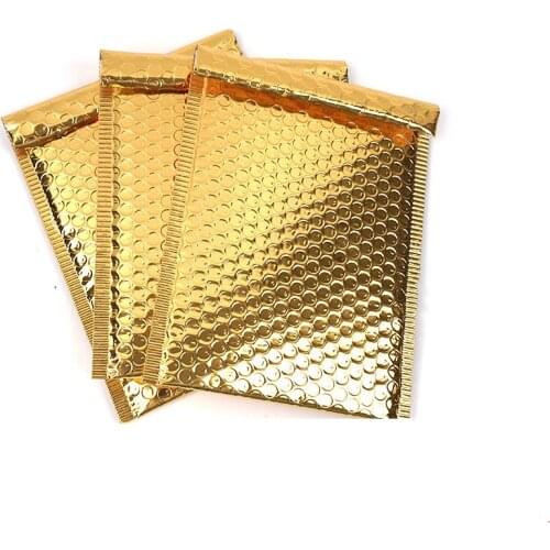 10pcs Gold Bubble Bags Envelope Self Sealing Mailer Bag Thickened Color Aluminum Film Express Customized Logo Packaging Bags