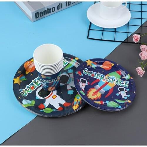 Outer Space Galaxy Party Decor Disposable Tableware Set Solar Planet Party Paper Cup/Napkin/Plates Kids Happy Birthday Gifts