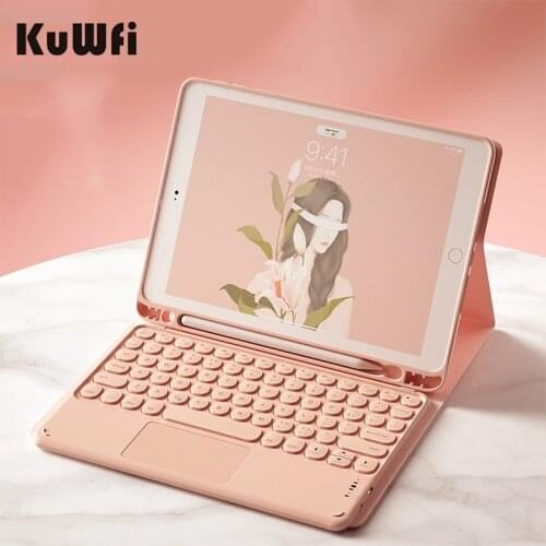 KuWFi Bluetooth Wireless Keyboard with Touchpad and Pencil Holder,Keyboard Case for iPad 10.9 & iPad Pro 11 Inch