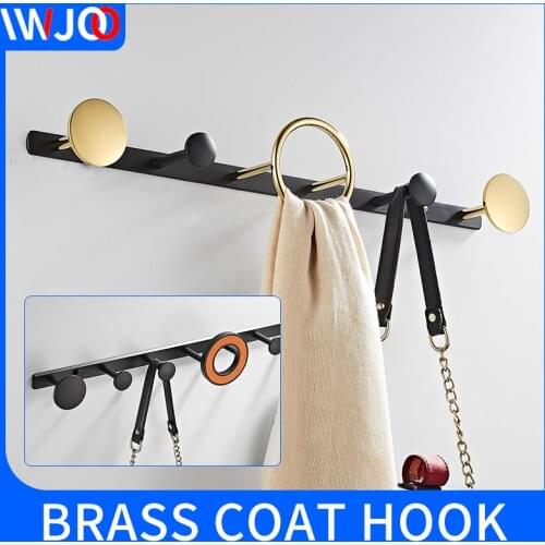 Brass coat hook black gold wall Robe row hooks bathroom towel hook home decor living room hallway umbrella key hook