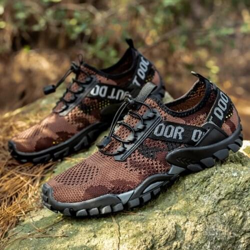 Fetchmous Summer Breathable Men Hiking Shoes Mesh Outdoor Men Sport Sneakers Climbing Shoes Quick-dry Water Shoes