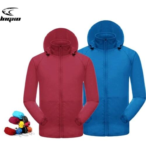 LNGXO Hiking Jackets Women Men Waterproof Quick Dry Trekking Camping Windbreaker Sun-Protective Outdoor Rain Coat Zipper Pocket
