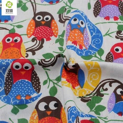 Colorful owl design Linen Fabric Qualities linen Cloth For Curtains, Sofa, Bags, Tablecloths Cover 150*50CM/PCS