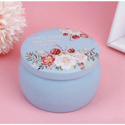 Metal Candle Tin Jars Vintage Printed Empty Coffee Tea Spice Candy Jewelry Storage Case Candle Making Containers Decorative Box