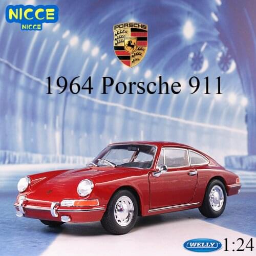 Welly 1:24 Porsche 1964 red 911 alloy car model Diecasts & Toy Vehicles Collect gifts Non-remote control type transport toy