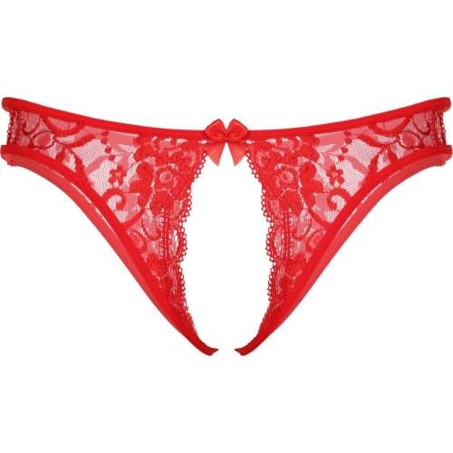 Mens Open Crotch G-String Briefs Sissy Lingerie Underwear Bowknot Hollow Out Lace T-back Thongs Mens Crotchless G-String Briefs