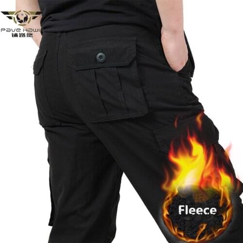 Men Winter Thick Fleece Pants Double Layer Mens Baggy Cargo Pants For Men Military Tactical Pants Long Trousers Plus Size 3XL