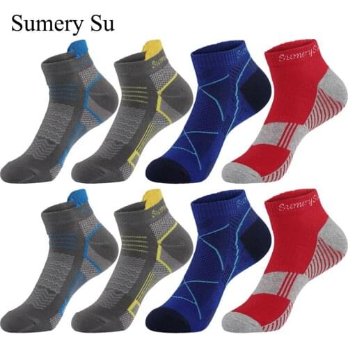 4 Pairs/Lot Mens Sports Socks Short Running Athletic Outdoor Cotton Summer Brand Design Ankle Sock Travel Casual 4 Colors