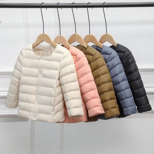 2021 Brand New Winter Boys Down Coat Ultralight Collarless Duck Down Jacket Portable Girls Padded Parkas O-Neck Puffer Overcoat