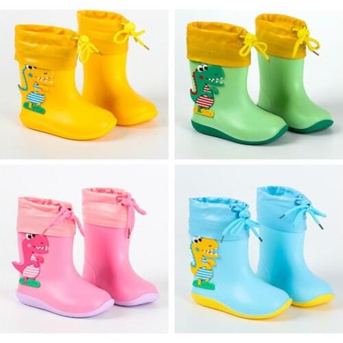 New Rain Boots Kids For Boy Girls Rain Boots PVC Water Shoes Children Cartoon Shoes Waterproof Rainboots Four Seasons Removable