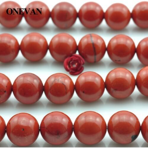ONEVAN Natural Red Jasper Beads 6mm 8mm 10mm Smooth Round Stone Bracelet Necklace Jewelry Making Diy Accessories Gift Design