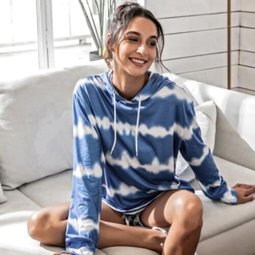 2020 Autumn And Winter Products Tie-dye Striped Long-sleeved Pullover Hoody Trendy Tops Fashion All-match Style Tops Hoodies