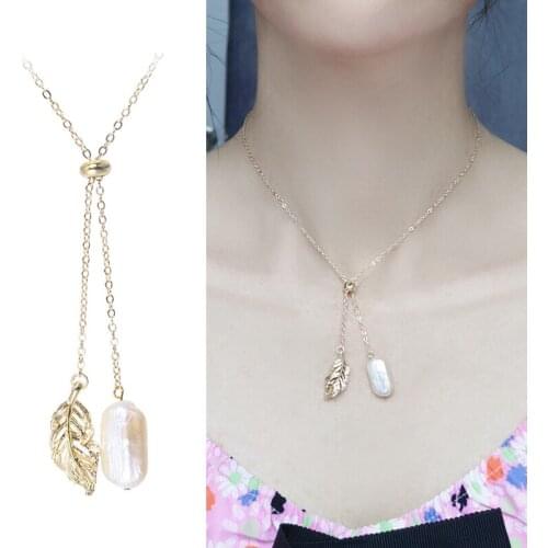 Gold Plated Real Natural Freshwater Pearl Necklace Fashion Charm Jewelry Anniversary Party Wedding Gift for Women Girls 2pcs/lot