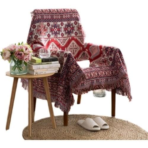 Throw Blanket Red Geometry Tassel Sofa Chair Cover Wall Tapestry 130*180cm/170*220cm Floor Carpet Bedspread Home Textile
