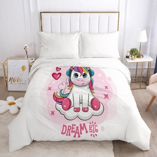 Unicorn Cartoon Duvet Cover with Zipper Comforter/Quilt/Blanket Case 140x200 200x2003D Bedding For Baby Kids Child Girls Boys