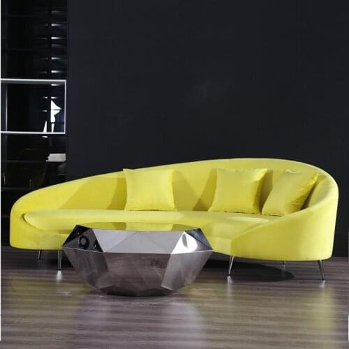 Semicircle Curved Sofa C Shaped Round Arm Sofa Style Semicircular Hotel Lobby Living Room Modern Velvet Fabric Sofa