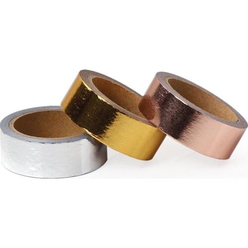 Rose Gold Bronzing Hot Silver Masking Tape Solid Color DIY Decorative Gold Foil Hot Stamping Washi Tape