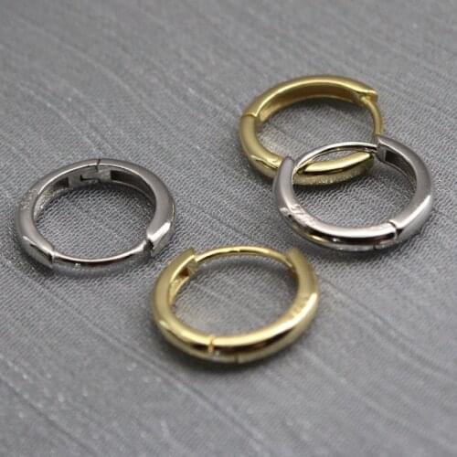 Real 925 Sterling Silver Hoop Earrings Round Ear Buckle for Women Men Punk Fashion Rock Earrings Hoops Jewelry Gifts Accessories