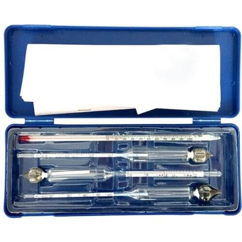 4pcs/set Alcohol meter AlcoholMeter with hydrothermograph for distiller alcohol Hydrometer Alcoholmeter Set