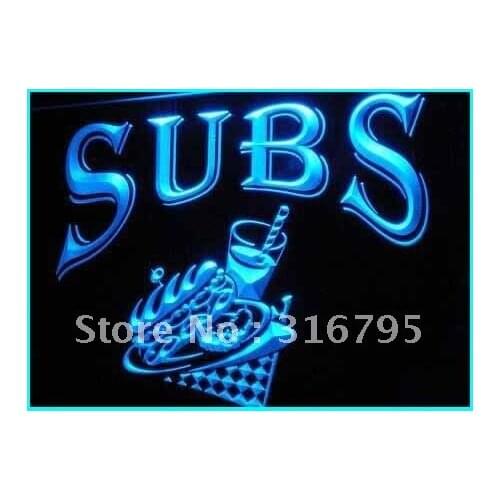 I209 OPEN Subs Sandwiches Cafe Shop LED Neon Light Light Signss On/Off Switch 20+ Colors 5 Sizes