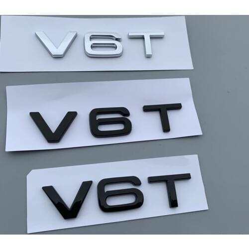 V6T V8T V10 V12 Glossy Black Letter Number Emblem Car Styling Fender Side Trunk Badge Logo Sticker for Audi TTRS Q3 Q5 A7 A8L