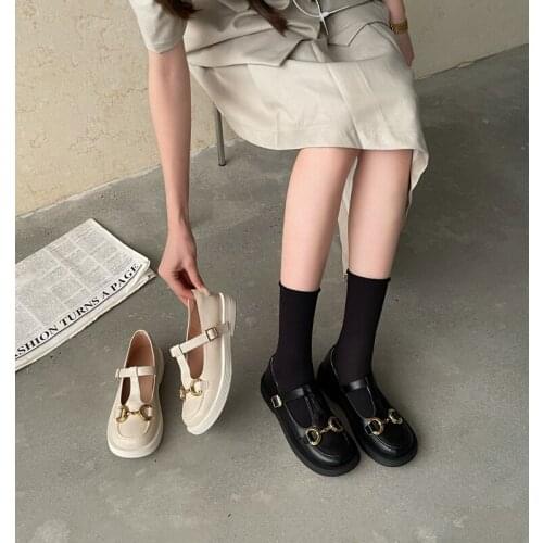 Vintage Mary Jane French small leather shoes womens shoes 2021 spring and summer models evening breeze gentle scoop single shoe