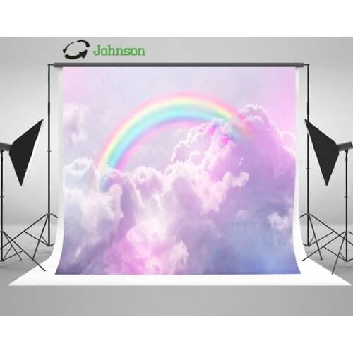 Rainbow Pink Cloudy Sun background polyester or Vinyl cloth High quality Computer print wall backdrops