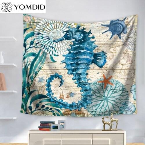 YOMDID Wall Hanging Tapestry Sea Animal Pattern Tapestries Wall Decor Cloth Printed Tapestry Tapiz Home Bedroom Farmhouse Decor