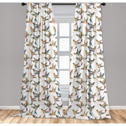 Hummingbirds Curtain Grungy Looking Colorful Bird Hawaiian Exotic Fauna Aloha Fun Window Curtain Living Room Bedroom