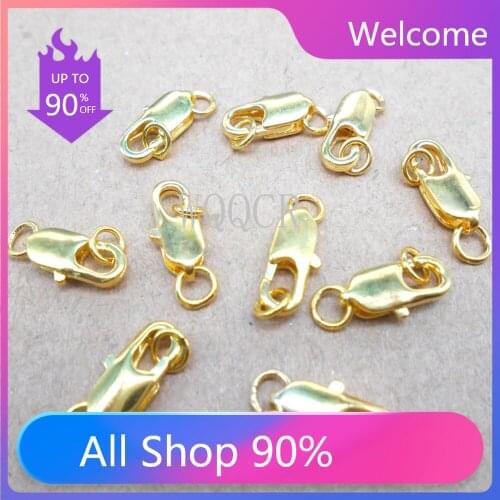 18K Gold Jewelry Large 12X5MM Discovery Necklace Bracelet Lobster Clasp Jewelry Accessories 50PCS
