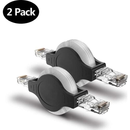 2PCS Portable RJ45 Cat 5 5e Retractable Ethernet LAN Network Patch Cable 10/100 Mbps 1.5m/5FT