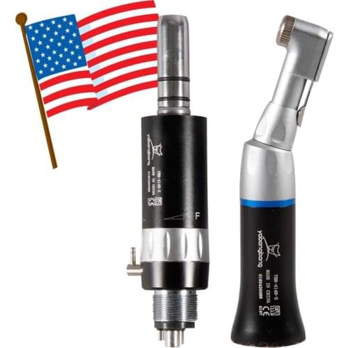 2*Dental Contra Angle Handpiece +4-H Air Motor Low Speed fit NSK E-Type Black