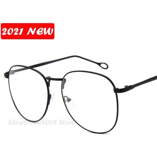 2021 Optical Glasses for Sight Women Men Myopia Round Oversized Eyeglasses Frames Metal Spectacles Clear Glasses E007