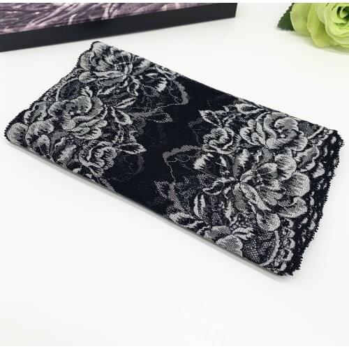 3y/Lot Width 9 1/4 inch Black With White Elastic Lace Trim For Lingerie Sewing Craft DIY Apparel Fabric Garment Accessory Bjd
