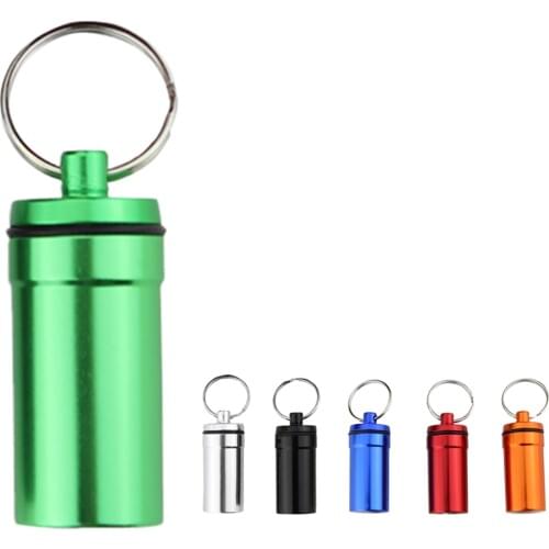 6 Pieces Waterproof Mini Pill Box Case Medicine Bottle Holder Container Pill Keychain Key Chain Organizer Case