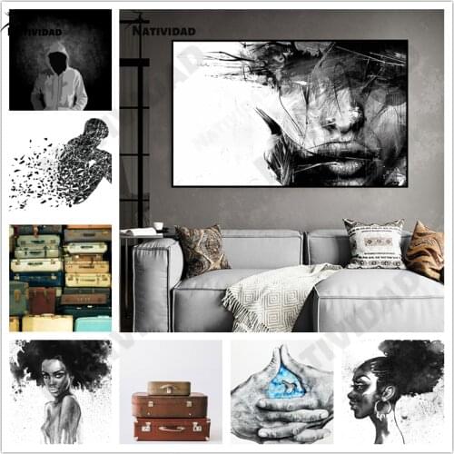 Abstract Face Line Black and White Art Painting Realistic Posters Aesthetic Living Room Bedroom Room Decoration Accessories