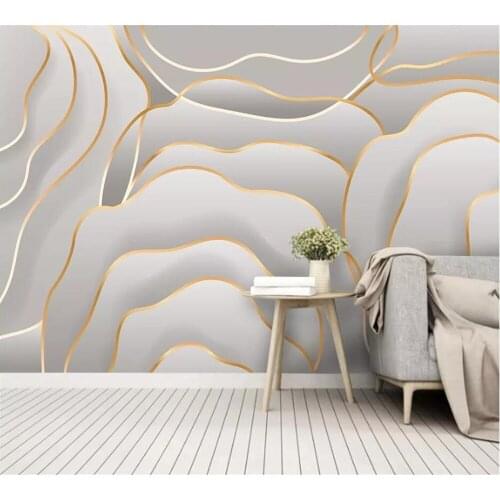 Beibehang Custom 3D wallpaper fashion rose simple art 3D embossed gold line modern Nordic background wall decorative painting