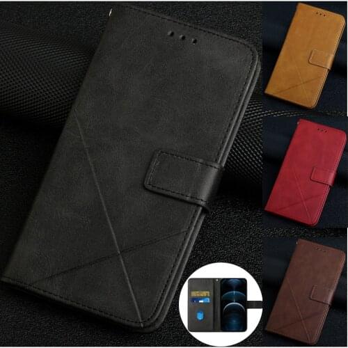 Geometry Plain Wallet Case For Samsung Galaxy Note 20 Ultra A7 2018 A750 A21S A02S A03S A20E A10S A20S A32 Flip Phone Cover Etui