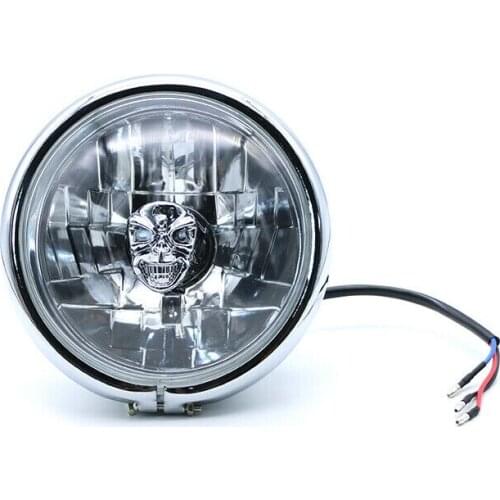 High/Low Beam Retro Skull Light Bulb Side Mount Headlight For Harley Honda VN CB