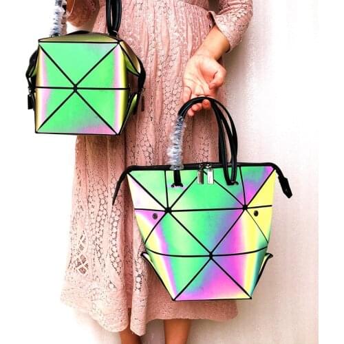 Deformed designer women handbag triangle sequin stitching bag. Multiple shapes Ladies Hand bag Luminous women messenger bag