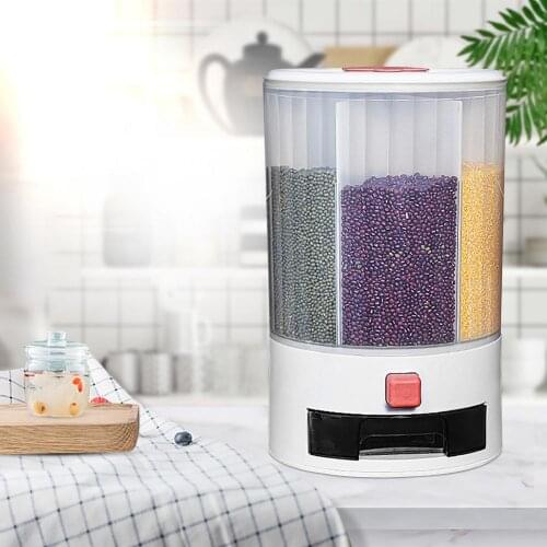 Cereal Rice Dispenser Rotating Dry Food Container Rice Storage Bucket Kitchen Grains Storage Bin Sealed Food Organizer Box